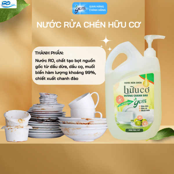 Nước rửa chén hữu cơ Gem- Mua 1 Tặng 1
